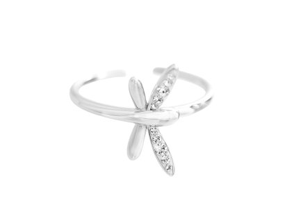 10425 stribrny prsten vazka dve kridla osazena krystaly swarovski crystal stribro 925 1000