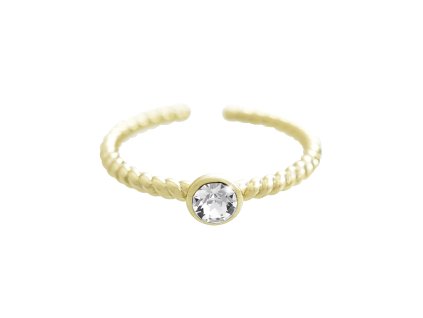 10431 pozlaceny stribrny prsten krouceny s jednim krystalem swarovski crystal stribro 925 1000