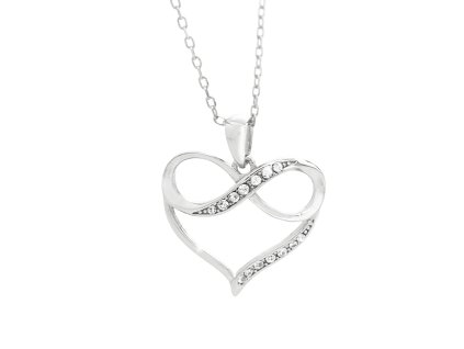 10434 stribrny nahrdelnik srdce nekonecno s krystaly swarovski crystal stribro 925 1000