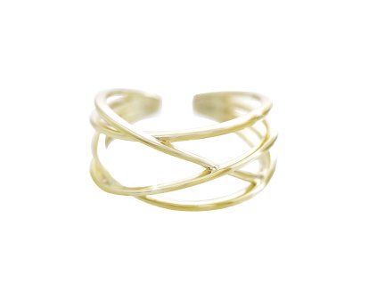 10485 pozlaceny stribrny masivni prsten cik cak bez krystalu stribro 925 1000