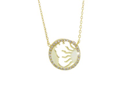 10506 pozlaceny stribrny nahrdelnik slunce a mesic s krystaly swarovski crystal stribro 925 1000
