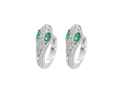 10530 stribrne nausnice kruhy had zelene oci s kubickymi zirkony krystal stribro 925 1000