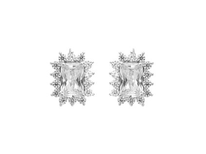 10536 stribrne nausnice puzety obdelnikovy kubicky zirkon crystal dozdobeny paprsky stribro 925 1000