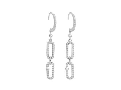 10539 stribrne nausnice visaci dva ovalky s kubickymi zirkony crystal stribro 925 1000