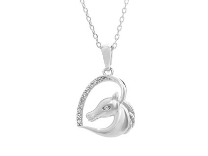 10545 stribrny nahrdelnik konska hlava v srdci s krystaly swarovski crystal stribro 925 1000
