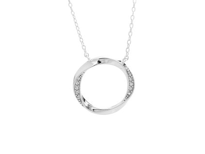 10548 stribrny nahrdelnik prekrouceny kruh s krystaly swarovski crystal stribro 925 1000