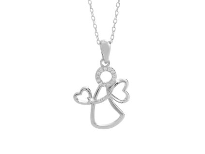 10647 stribrny nahrdelnik andel dve srdicka a krystaly swarovski crystal stribro 925 1000