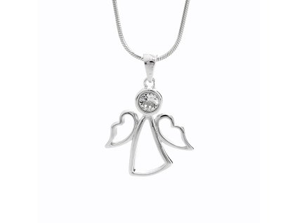 10665 stribrny nahrdelnik andel s jednim krystalem swarovski crystal stribro 925 1000
