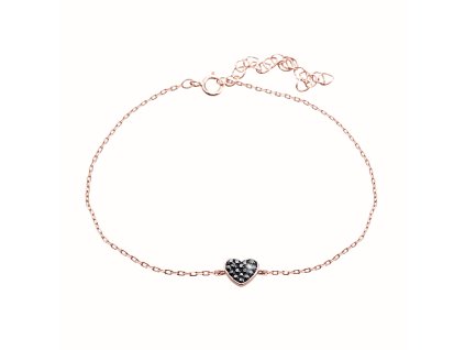 10692 ruzove zlaty stribrny naramek male srdicko s krystaly swarovski hematit stribro 925 1000