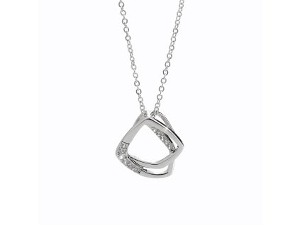 10743 stribrny nahrdelnik s nepravidelnymi ctverci a s krystaly swarovski crystal stribro 925 1000