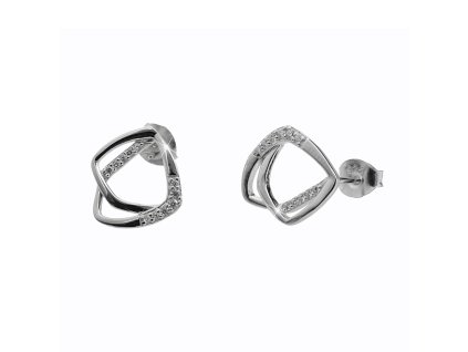 10746 stribrne nausnice puzety s nepravidelnymi ctverci a s krystaly swarovski crystal stribro 925 1000