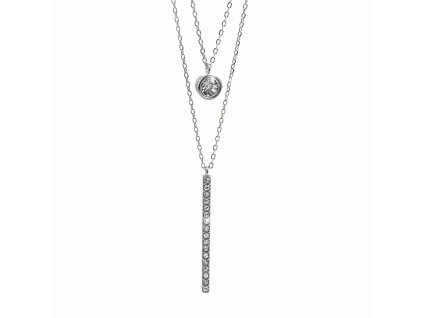 10761 stribrny nahrdelnik dva retizky s carkou a krystalem swarovski crystal stribro 925 1000