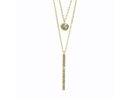 10764 pozlaceny stribrny nahrdelnik dva retizky s carkou a krystalem swarovski crystal stribro 925 1000