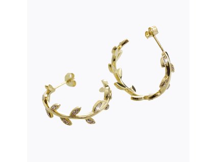 10776 pozlacene stribrne nausnice kreole listecky s krystaly swarovski crystal stribro 925 1000