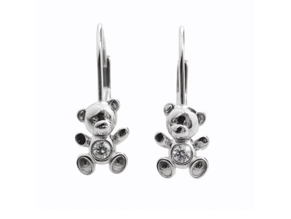 10791 stribrne nausnice klapky medvidek s krystalem swarovski crystal stribro 925 1000