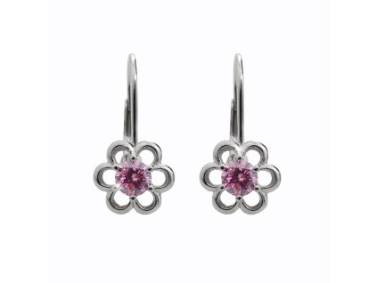 10794 stribrne nausnice klapky kvitek s kubickym zirkonem rose stribro 925 1000