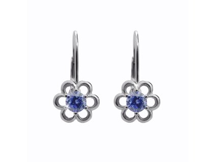 10797 stribrne nausnice klapky kvitek s kubickym zirkonem blue stribro 925 1000