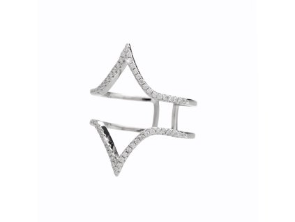 10812 stribrny prsten dve spicky proti sobe s krystaly swarovski crystal stribro 925 1000