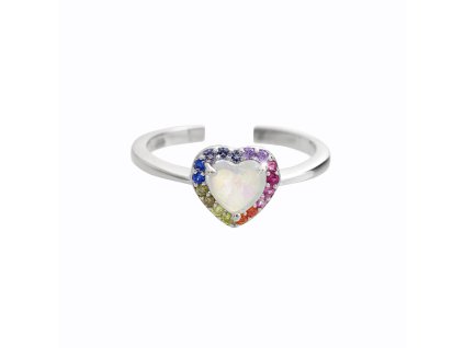 10839 stribrny prsten kulaty s opalem a kubickymi zirkony po obvodu multi stribro 925 1000