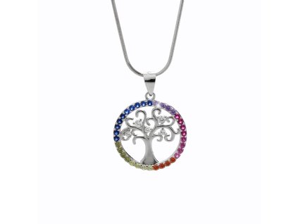 10842 stribrny nahrdelnik strom kulaty s kubickymi zirkony po obvodu multi stribro 925 1000