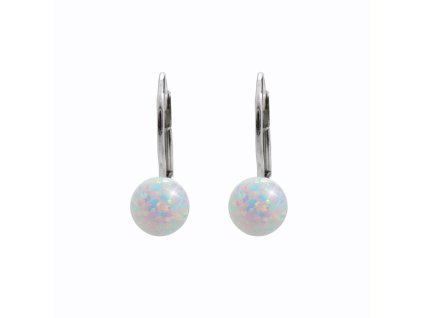 10890 stribrne nausnice klapky opalova kulicka white stribro 925 1000