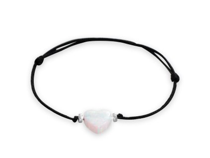 10911 snurkovy naramek s opalovym srdickem white stribro 925 1000