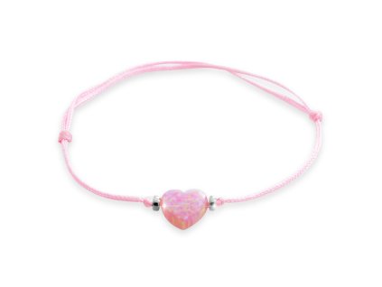 10914 snurkovy naramek s opalovym srdickem rose stribro 925 1000