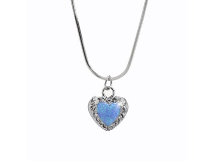 10941 stribrny nahrdelnik s opalovym srdickem blue a krystaly swarovski crystal po obvodu stribro 925 1000