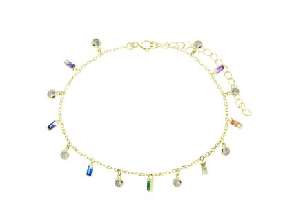 11001 pozlaceny stribrny naramek s barevnymi ovesy s kubickymi zirkony multi stribro 925 1000