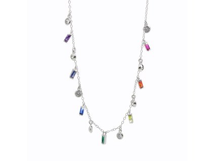 11010 stribrny nahrdelnik s barevnymi ovesy s kubickymi zirkony multi stribro 925 1000