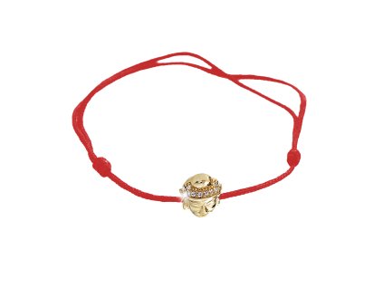 11790 snurkovy naramek se stribrnym pozlacenym priveskem budhy a krystaly swarovski crystal red stribro 925 1000