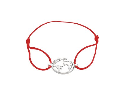 11796 snurkovy naramek se stribrnym priveskem zeme bez krystalu red stribro 925 1000