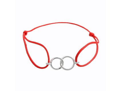 11832 snurkovy naramek se stribrnym priveskem dvou propojenych krouzku bez krystalu red stribro 925 1000