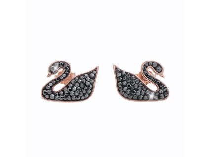 11841 stribrne ruzove zlate nausnice puzety labute s krystaly swarovski hematite stribro 925 1000