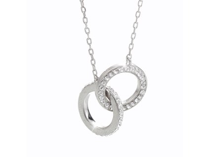 11871 stribrny nahrdelnik dva propojene kruhy s krystaly swarovski po obvodu crystal stribro 925 1000