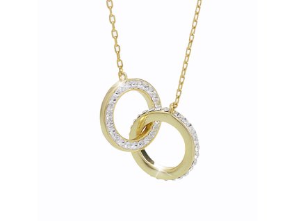 11874 stribrny pozlaceny nahrdelnik dva propojene kruhy s krystaly swarovski po obvodu crystal stribro 925 1000