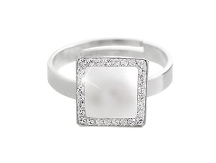 11913 stribrny prsten s perlovym ctvercem a krystaly swarovski ctystal stribro 925 1000