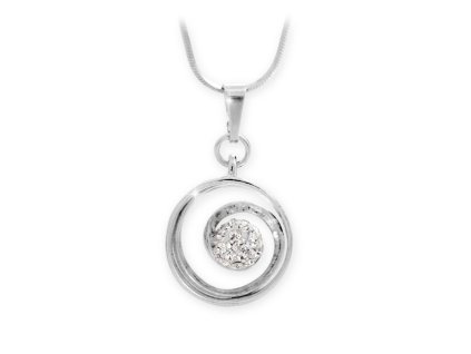 11937 stribrny nahrdelnik spirala se stredem zdobenym krystaly swarovski crystal stribro 925 1000