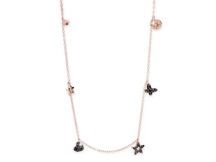11946 stribrny ruzove zlaty nahrdelnik s ovesy a krystaly swarovski hematit stribro 925 1000