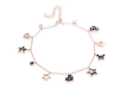 11952 stribrny ruzove zlaty naramek s ovesy a krystaly swarovski hematit stribro 925 1000