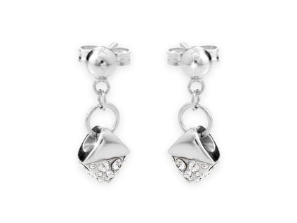 11958 stribrne nausnice puzety kosoctverec s polovinou zdobenou krystaly swarovski crystal stribro 925 1000