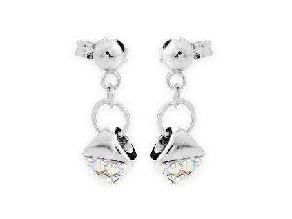 11961 stribrne nausnice puzety kosoctverec s polovinou zdobenou krystaly swarovski ab stribro 925 1000