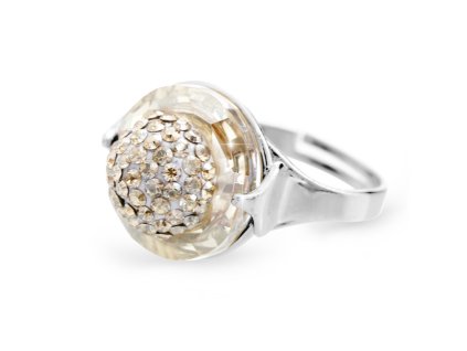 12024 stribrny prsten s kruhovym krystalem a zdobenym stredem krystaly swarovski golden shadow stribro 925 1000