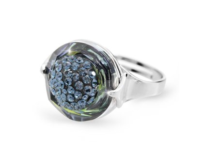 12033 stribrny prsten s kruhovym krystalem a zdobenym stredem krystaly swarovski sahara stribro 925 1000