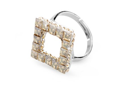 12045 stribrny elegantni prsten ctverec z ctvercovych krystalu swarovski golden shadow stribro 925 1000