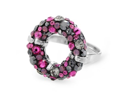 12063 stribrny napadity prsten kruh s krystaly swarovski fuchsia stribro 925 1000