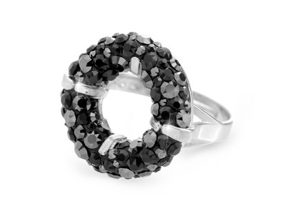 12066 stribrny napadity prsten kruh s krystaly swarovski jet stribro 925 1000