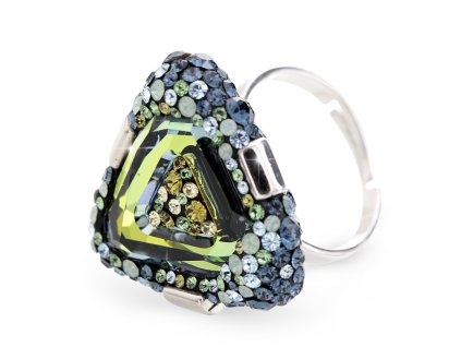 12087 stribrny masivni prsten trojuhelnik osazeny krystaly swarovski sahara stribro 925 1000