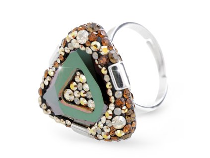 12090 stribrny masivni prsten trojuhelnik osazeny krystaly swarovski topaz stribro 925 1000