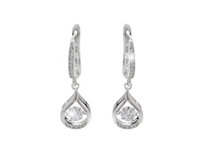14358 stribrne nausnice klapky s priveskem kapky a pohyblivym zirkonem crystal stribro 925 1000
